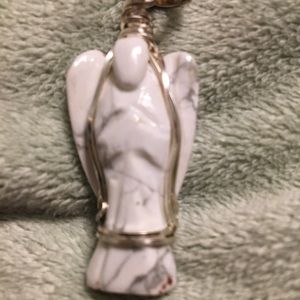 Howlite Angel Pendant...hand made.